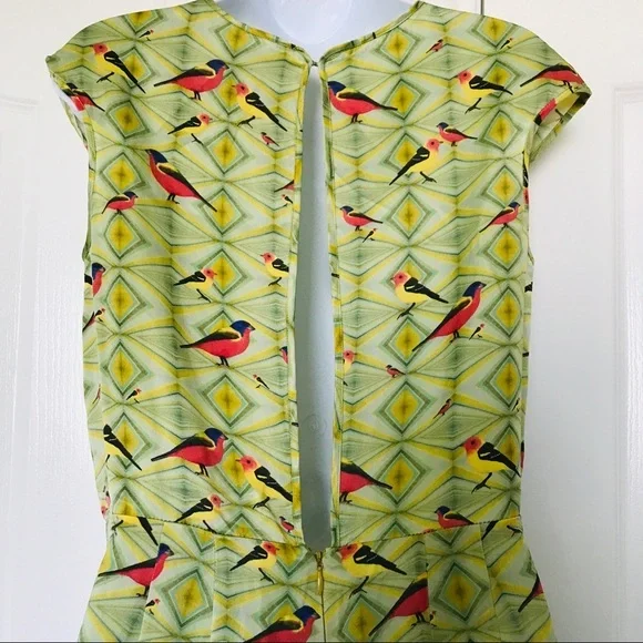 Crop david peck M Silk romper Artsy chartreuse bird print - Picture 5 of 12